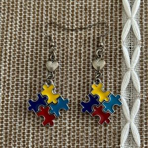 Autism symbol puzzle earrings
